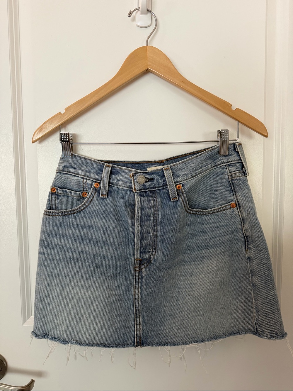 Levi's Light Blue Denim Mini Skirt - Raw Hem
